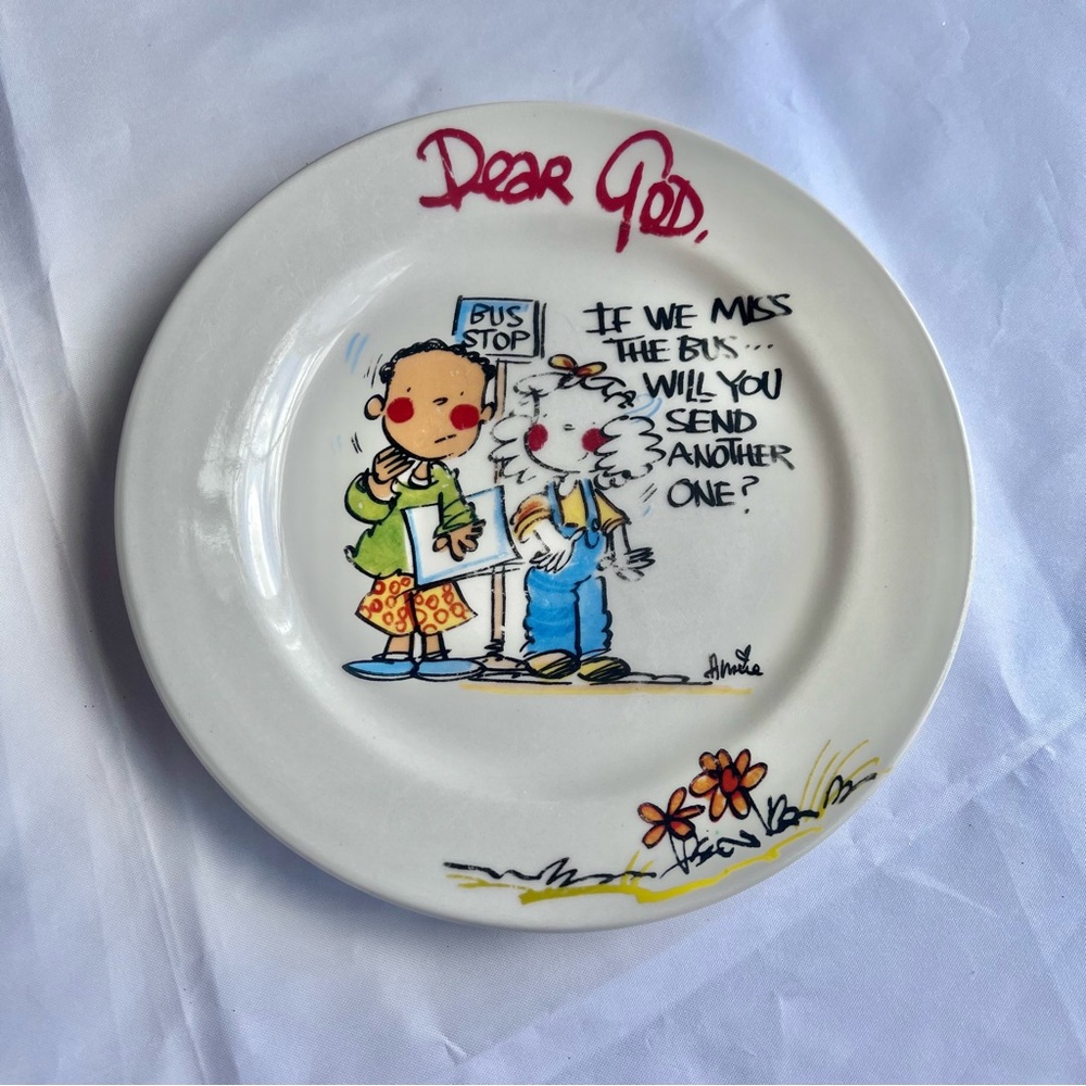 Royal Norfolk Vintage Dear God Decorative Ceramic Plate with Cartoon Design